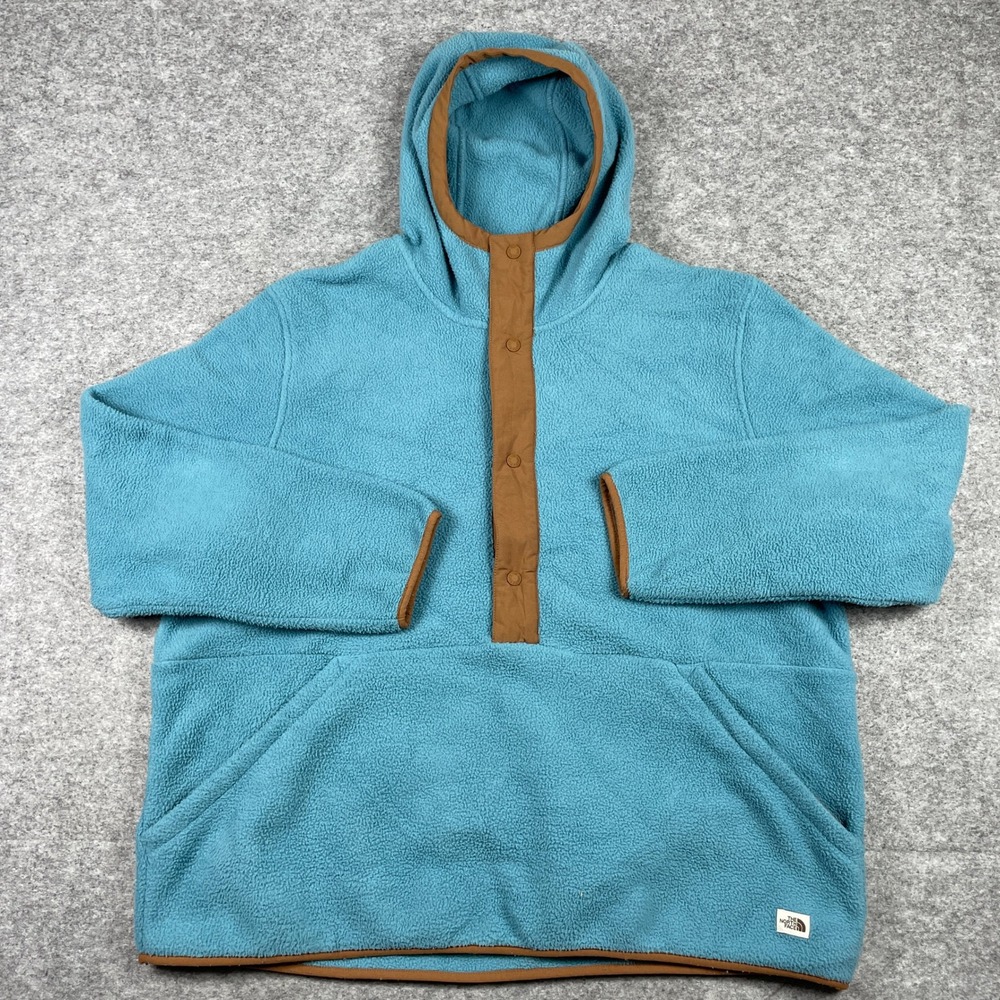 The North Face Fleece Hoodie Mens XXL Blue Dunraven Sherpa Pullover Anorak